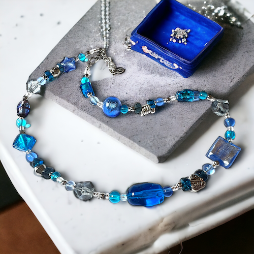 Murano glass necklace 'Roma' Blue