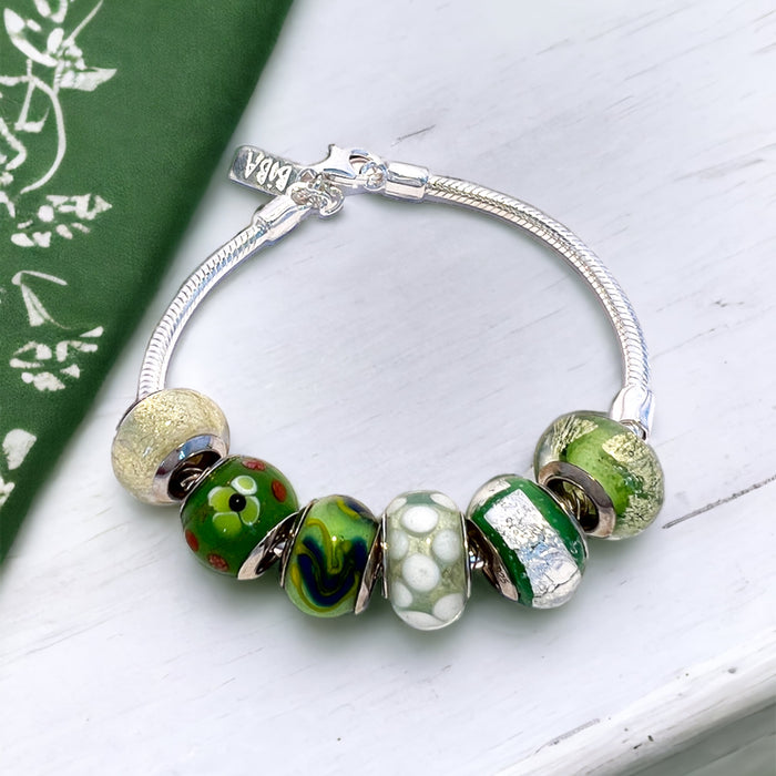 Biba Green Murano party bead armband