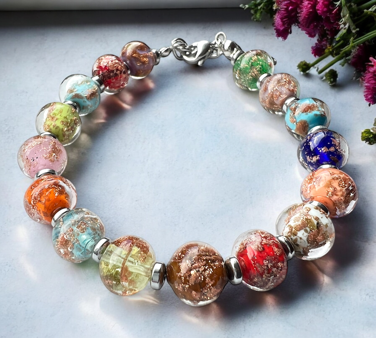 NIEUW - Murano glas armband 'Palermo' Trasparente