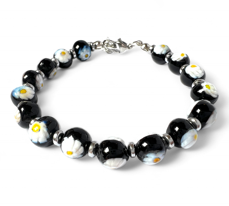 NIEUW - Murano glas armband 'San Remo' Nero