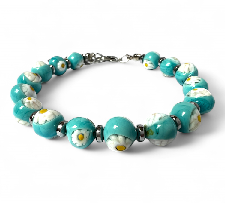 NEW - Murano glass bracelet 'San Remo' Turchese