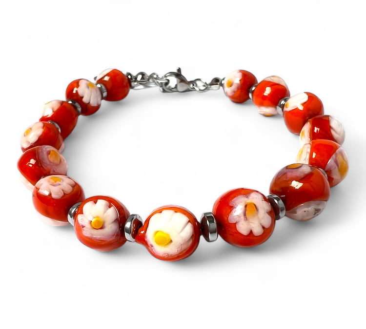 NEW - Murano glass bracelet 'San Remo' Rosso