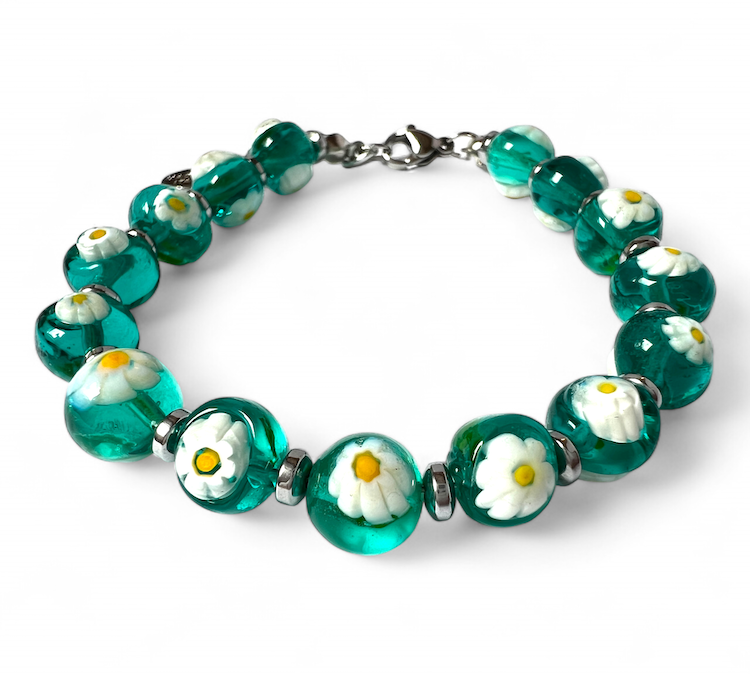 NEW - Murano glass bracelet 'San Remo' Verde Trasparente