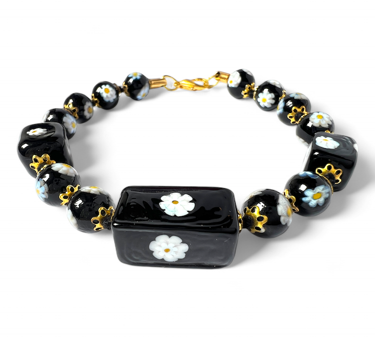 Murano glass bracelet 'Lucca' black