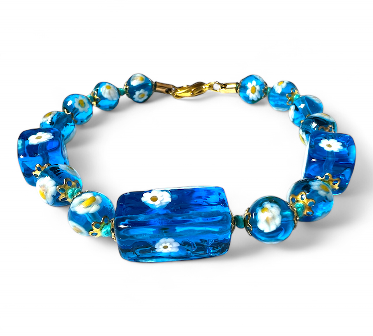 Murano glass bracelet glass 'Lucca' blue