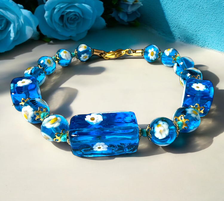 Murano glas armband 'Lucca' Nero