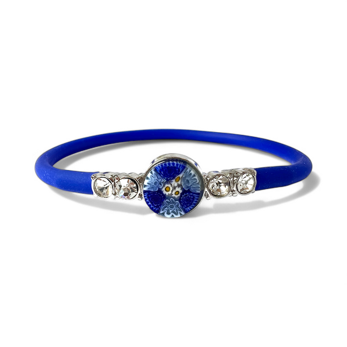 Murano glass and rhinestone bracelet 'Matera' Blue