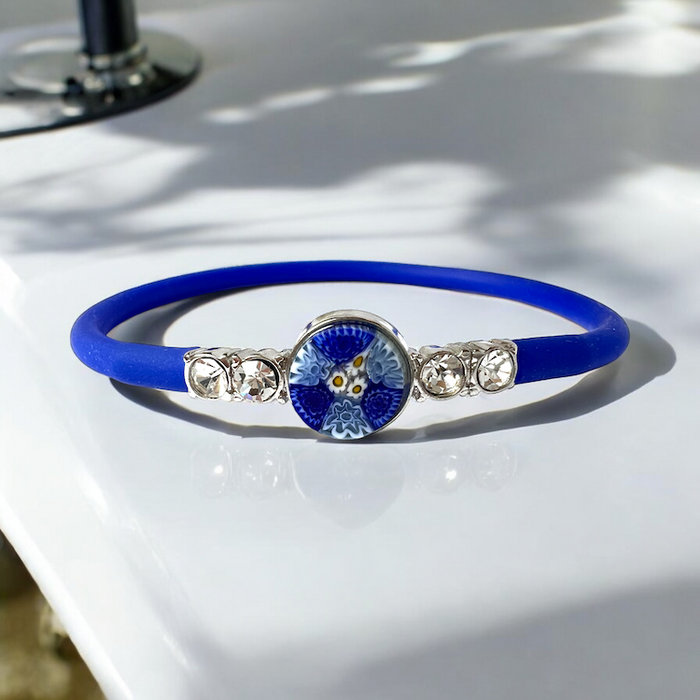 Murano glass and rhinestone bracelet 'Matera' Blue