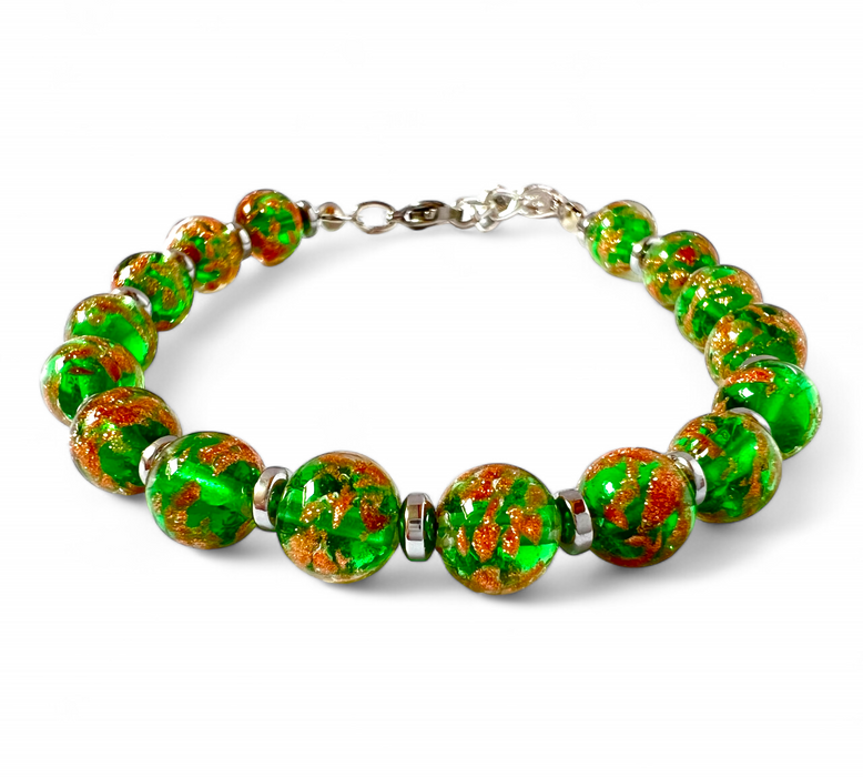 Murano glass bracelet 'Palermo' Earth green