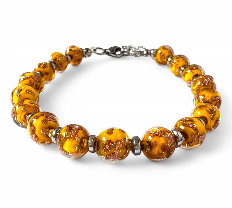 Murano glass bracelet 'Palermo' dark yellow