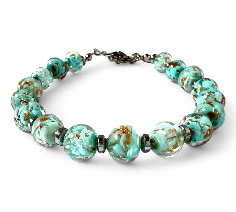 Murano glass bracelet 'Palermo' turquoise