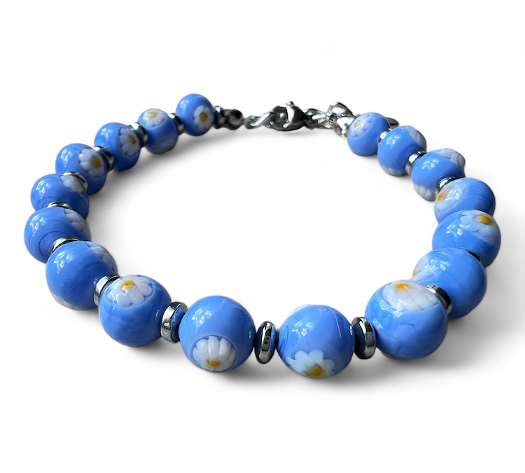 NEW - Murano glass bracelet 'San Remo' Azzurro