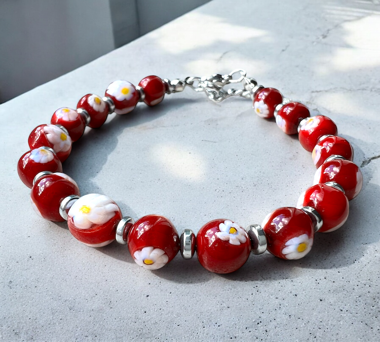 NEW - Murano glass bracelet 'San Remo' Moutarde Giallo