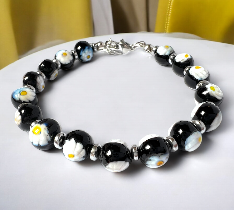 NEW - Murano glass bracelet 'San Remo' Nero