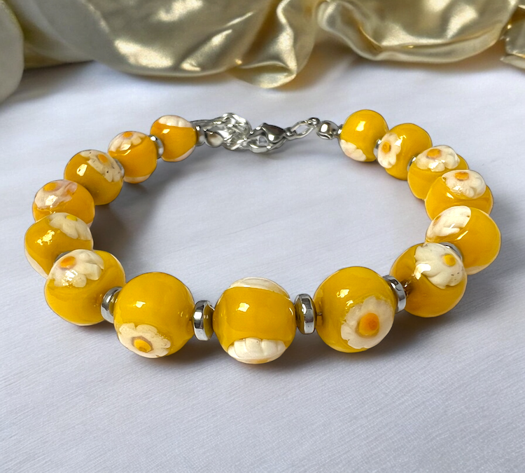 NEW - Murano glass bracelet 'San Remo' Bianco