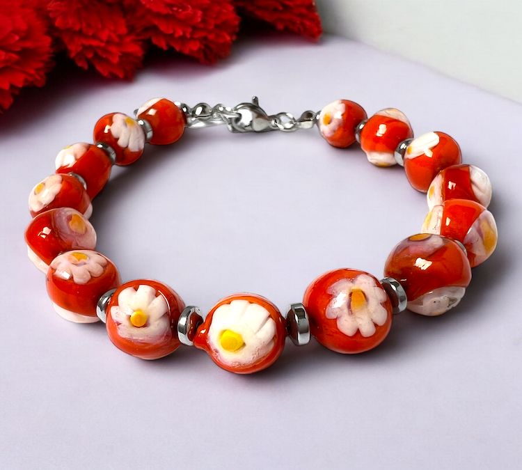 NEW - Murano glass bracelet 'San Remo' Bianco