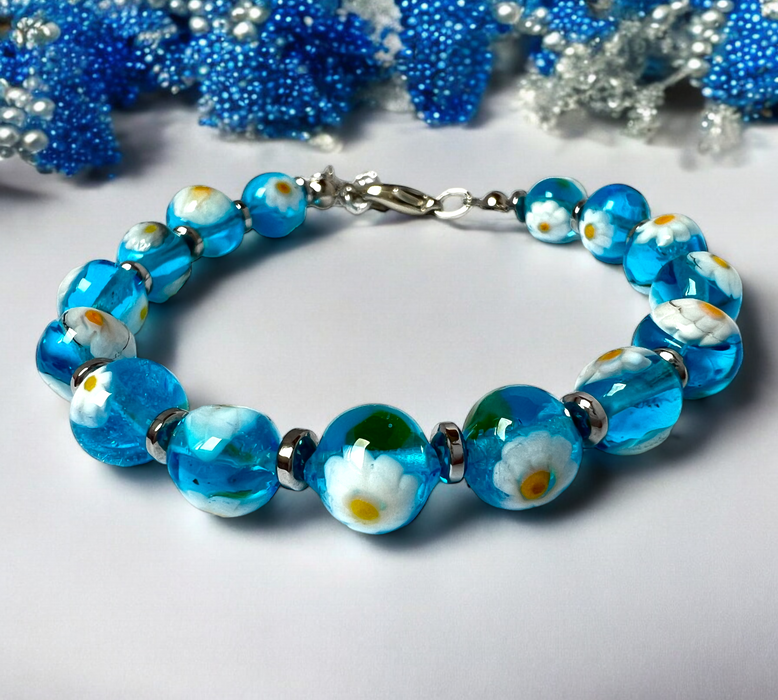 NEW - Murano glass bracelet 'San Remo' Bianco