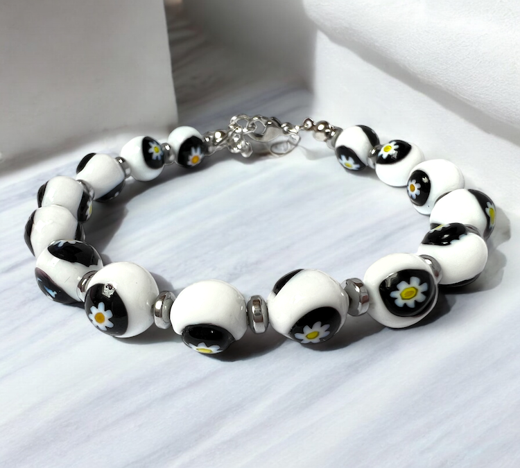 NEW - Murano glass bracelet 'San Remo' Bianco