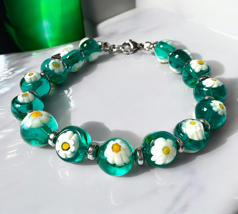 NEW - Murano glass bracelet 'San Remo' Bianco