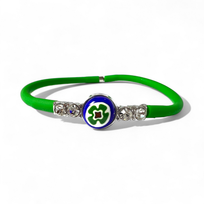 Murano glass and rhinestone bracelet 'Matera' Green