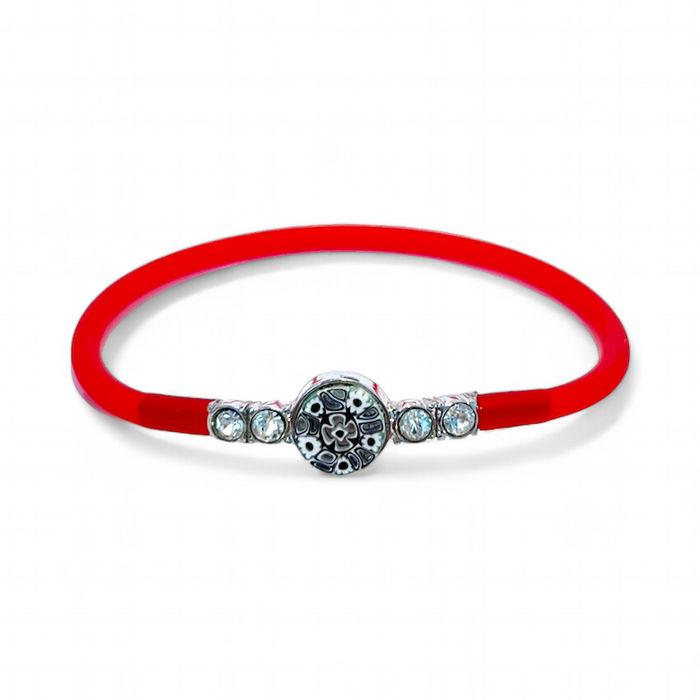 Murano glas en strass armband 'Matera' Rosso