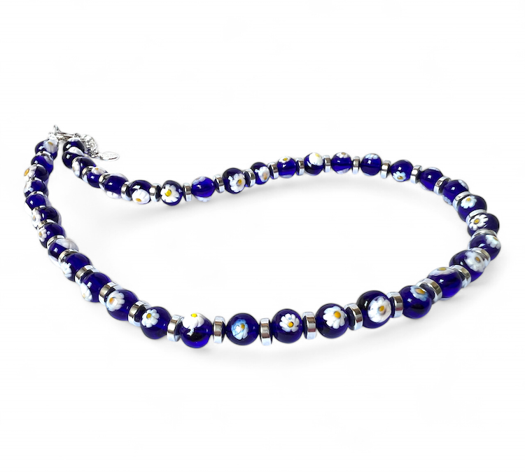 Murano glass necklace 'Palermo' blue