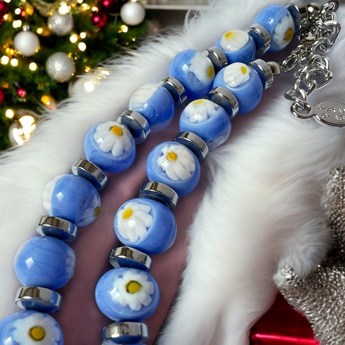 Murano glass necklace 'Palermo' blue