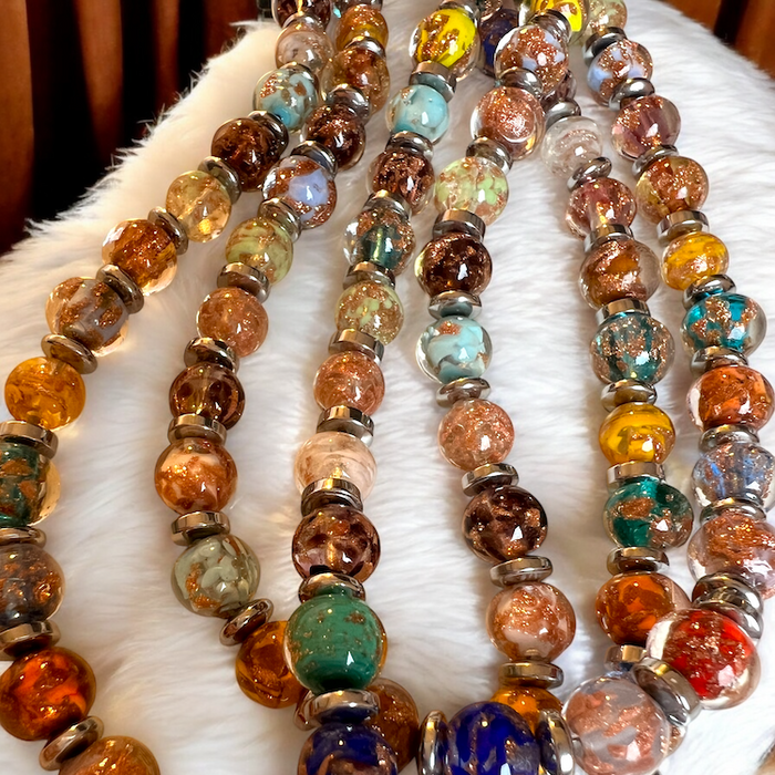 NEU - Murano Halskette 'Palermo' Argento Multicolor