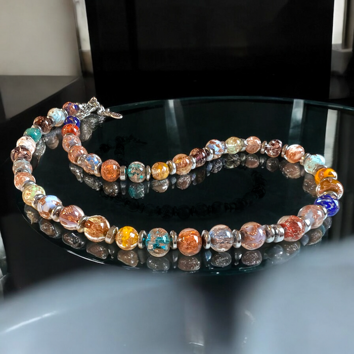 NIEUW - Murano halsketting 'Palermo' Argento Rosso