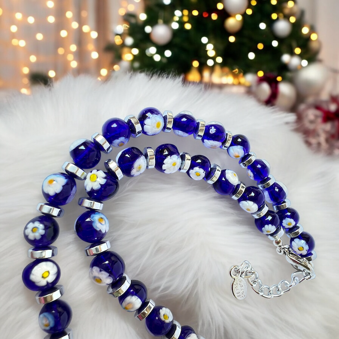 Murano glass necklace 'Palermo' blue