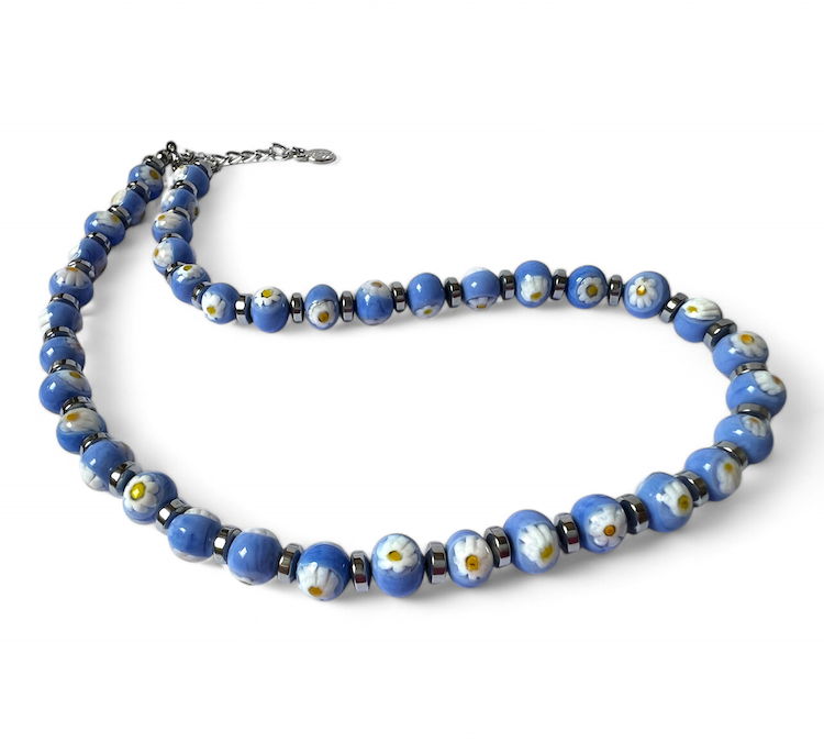 Murano glass necklace 'Palermo' blue