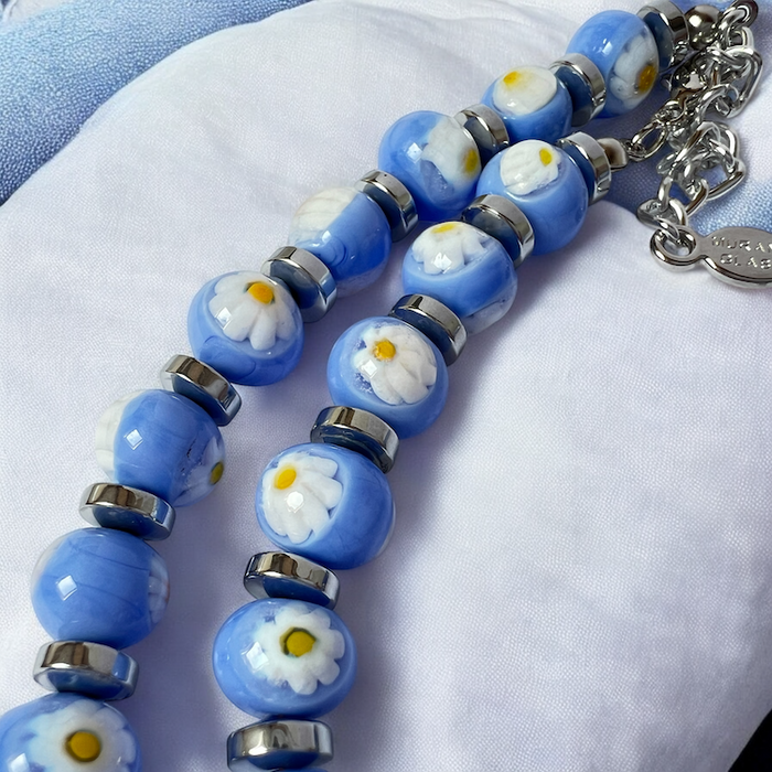 Murano glass necklace 'Palermo' blue