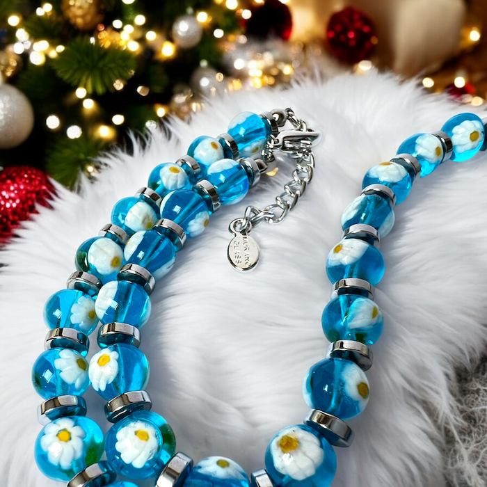 Murano glass necklace 'Palermo' blue