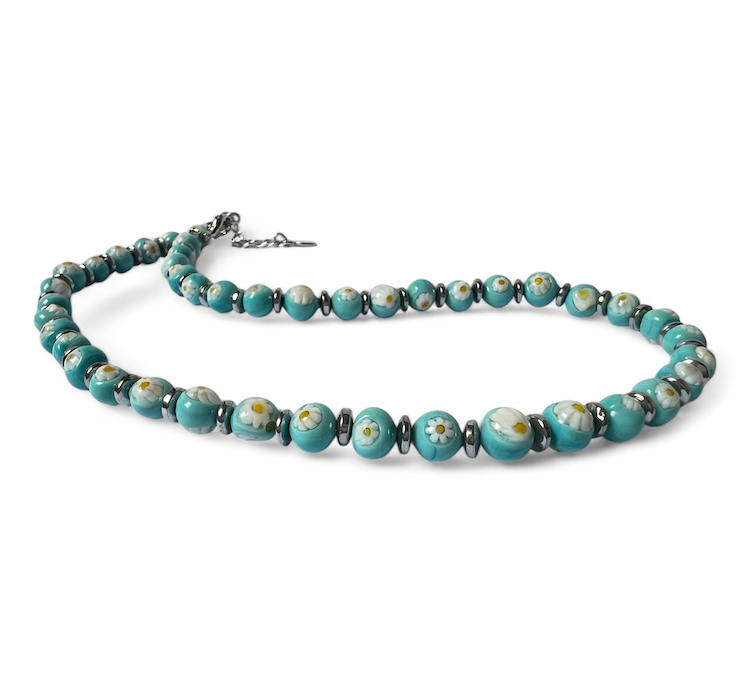 Murano glass necklace 'Palermo' blue