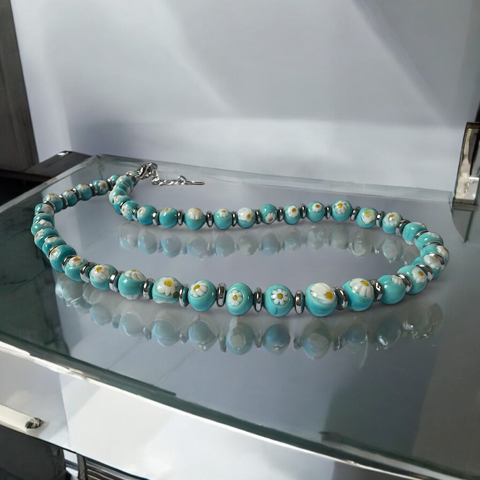 Murano glass necklace 'Palermo' blue