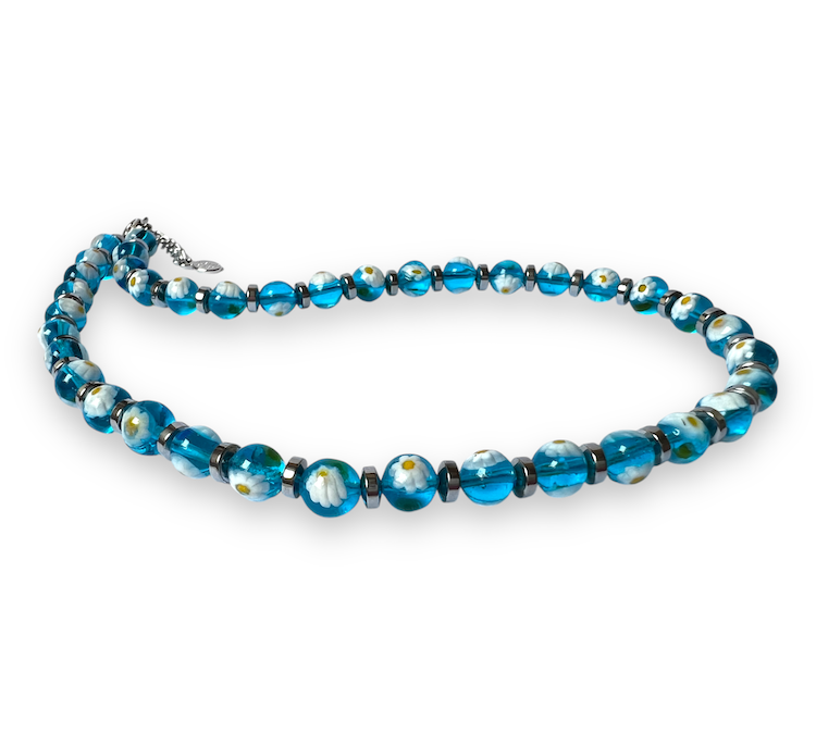 Murano glass necklace 'Palermo' blue