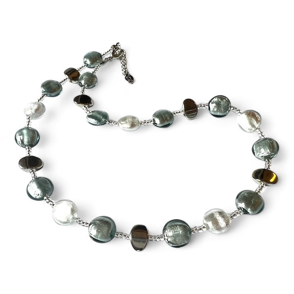 Murano necklace 'Sienna' silver/white