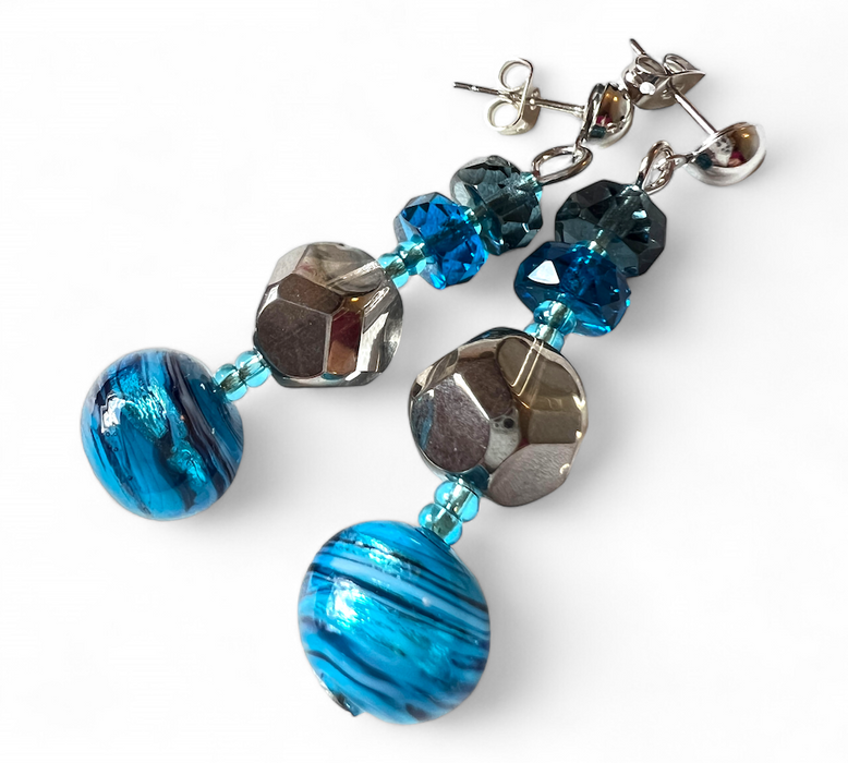 NEW! Murano glass earrings 'Sardegna' aqua