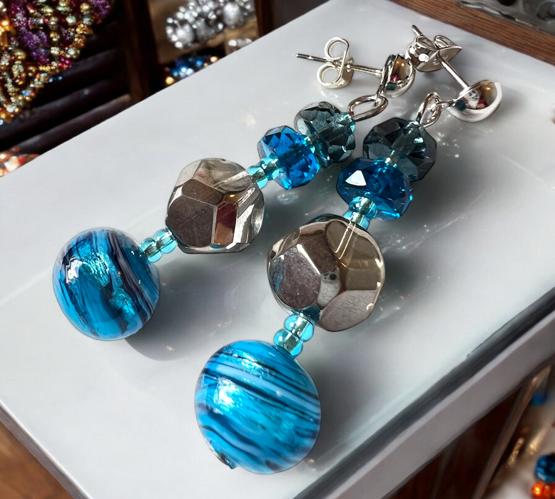 NEW! Murano glass earrings 'Sardegna' aqua