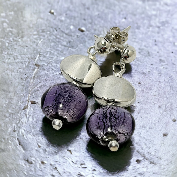 Murano Sterling earrings 'Sienna' violet