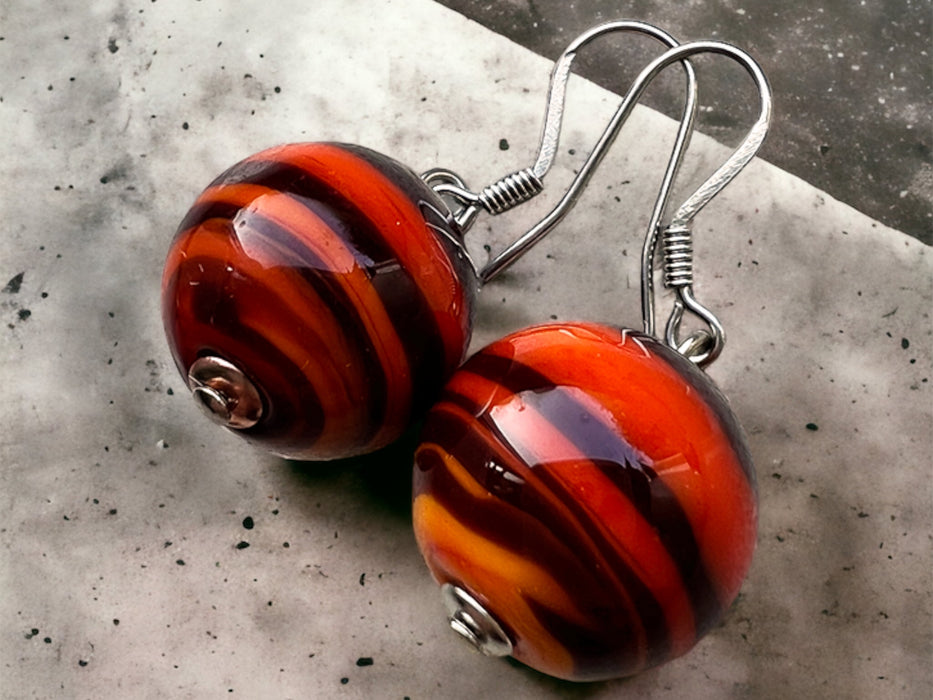 Murano glass earrings 'Foggia' deep red