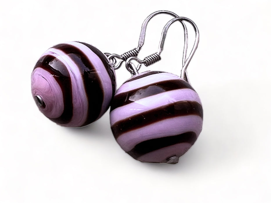 Murano glas oorbellen 'Foggia' violet