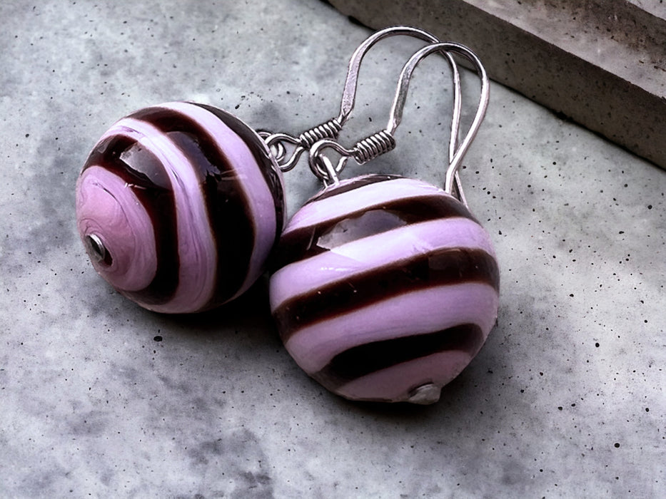 Murano glas oorbellen 'Foggia' violet