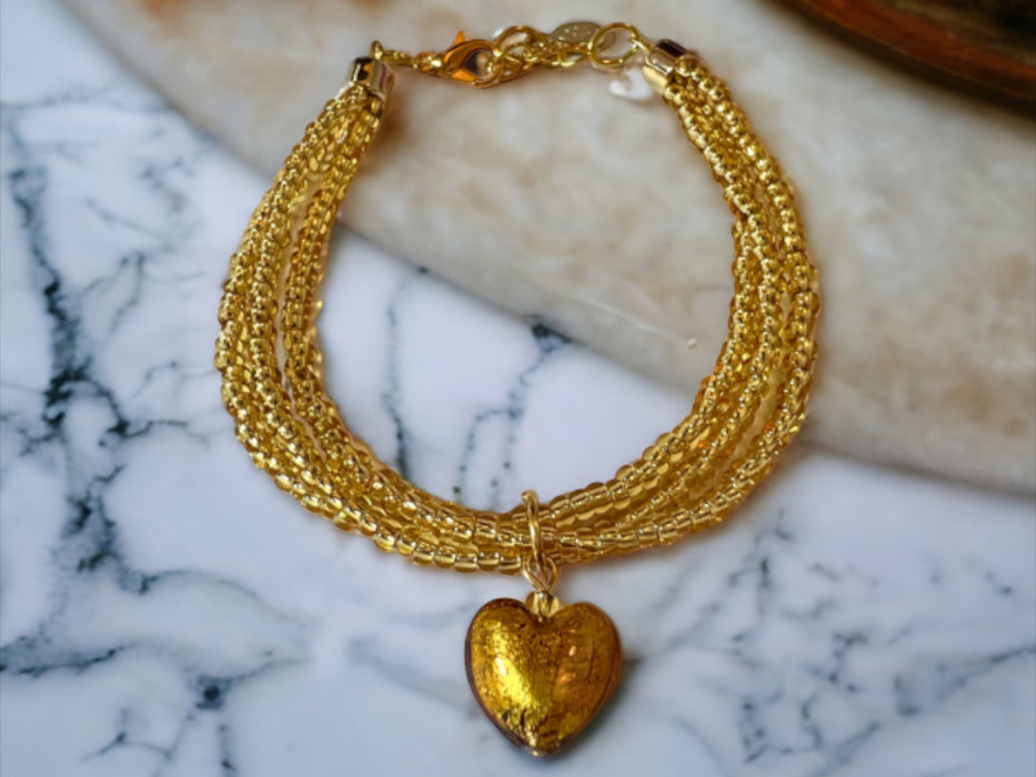 NEW - NEW - NEW - NEW Murano glass bracelet Bergamo gold