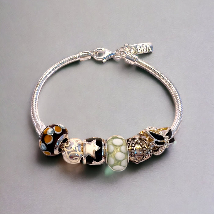 Biba Black &amp; White Silvers bead bracelet