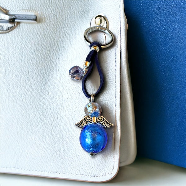 Murano glass key ring 'Angelo Fortuna' Cielo blu