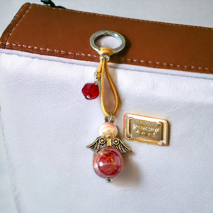 Murano glass key ring 'Angelo Fortuna' Turchese con oro