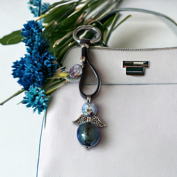 Murano glass key ring 'Angelo Fortuna' Ambra