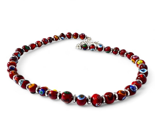 Murano glass necklace 'Novara' Rosso