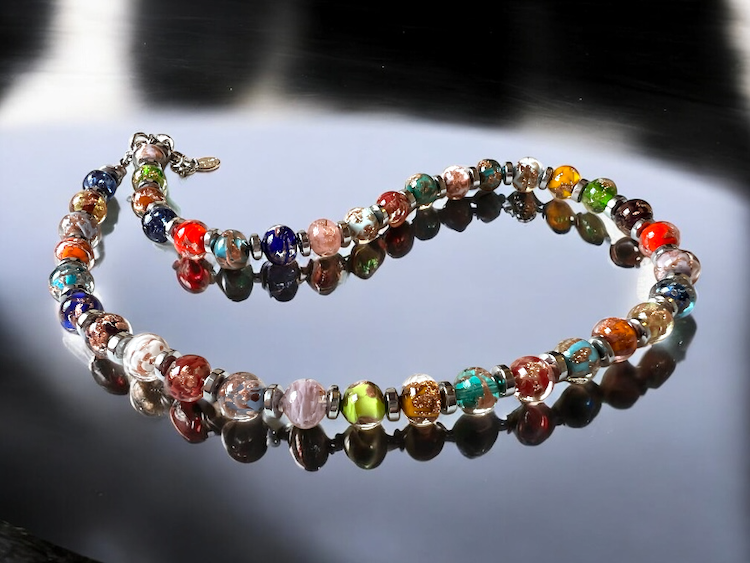 NIEUW - Murano halsketting 'Palermo' Argento Rosso